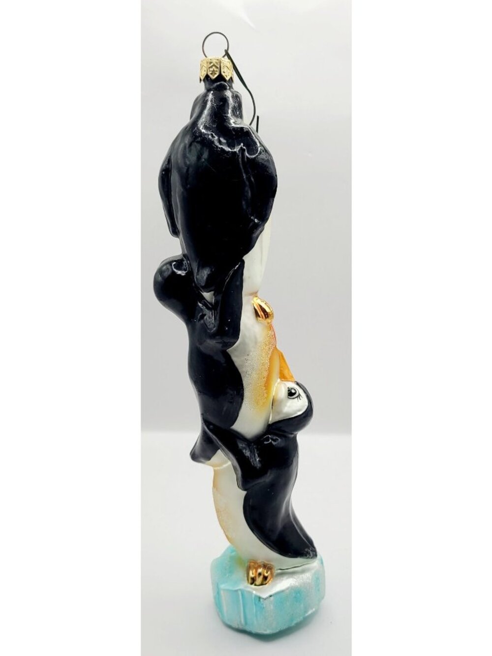 Radko ARTIC ANTIC Stacked Penguins Totem Glass Snow Christmas Ornament Large - Picture 3 of 9